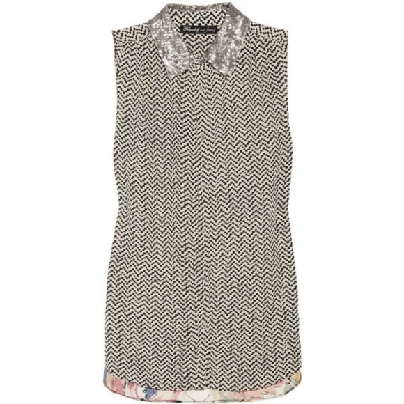 Elizabeth and James Julian Sequin Collar Top. Size Large. - Picture 2 of 9